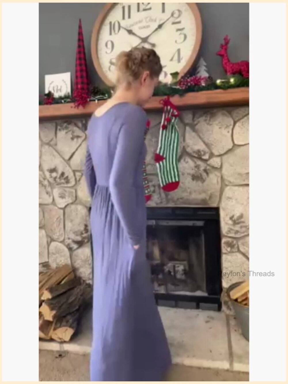 Long Sleeve V Neck Button Maxi Dress with Pockets - Picture 6 of 7